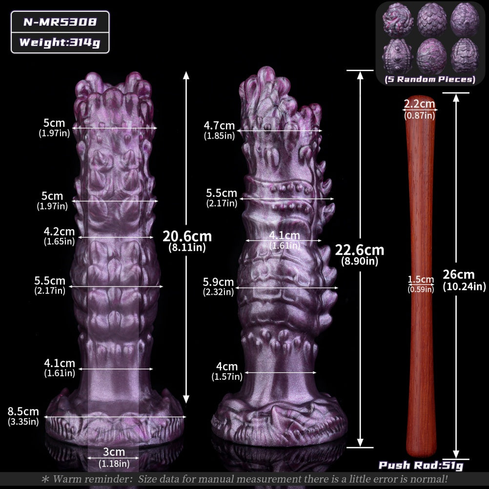 Purple Fantasy Spiked Ovipositor Dildo – Platinum Silicone Monster Expansion Sex Toy for Women