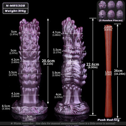 Purple Fantasy Spiked Ovipositor Dildo – Platinum Silicone Monster Expansion Sex Toy for Women