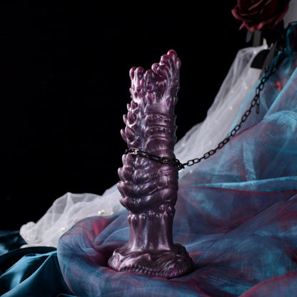 Purple Fantasy Spiked Ovipositor Dildo – Platinum Silicone Monster Expansion Sex Toy for Women