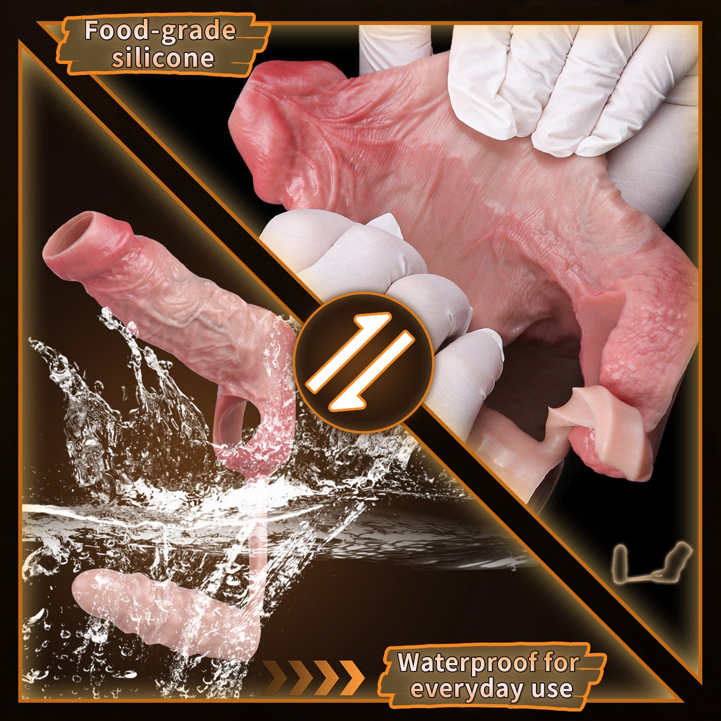 Realistische Silikon-Cock-Hülle mit vibrierendem Analdildo – Penisverlängerung & Prostata-Massagegerät-Set für Männer