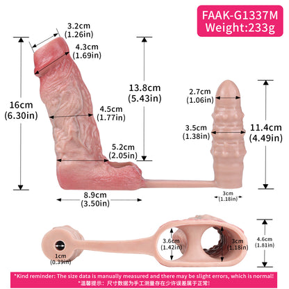 Realistische Silikon-Cock-Hülle mit vibrierendem Analdildo – Penisverlängerung & Prostata-Massagegerät-Set für Männer