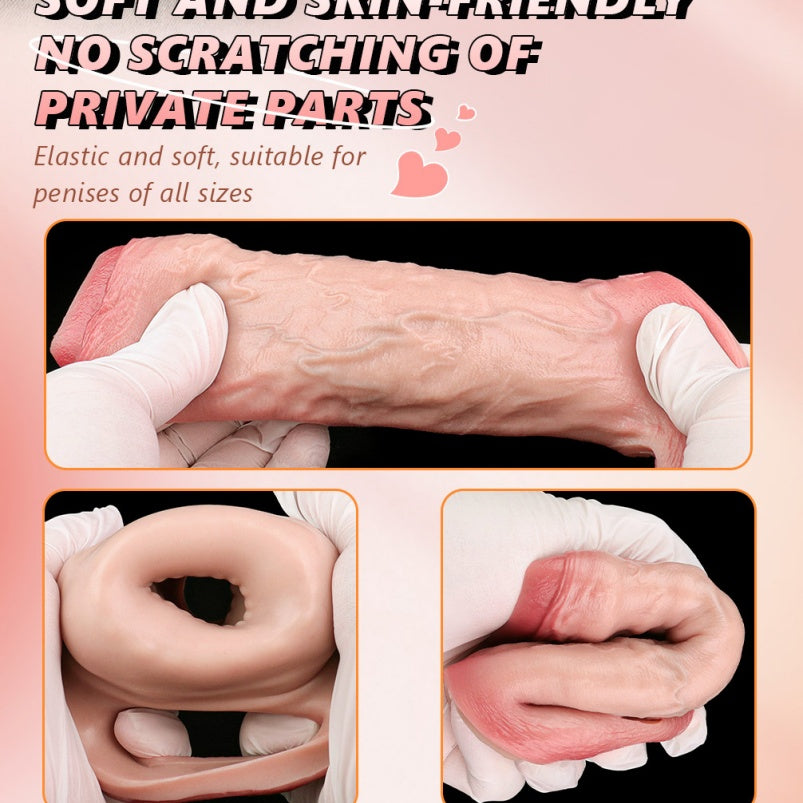 Bareskiin Realistic Penis Sleeve - Flesh-Like Silicone Cock Sheath Extender for Men Gay