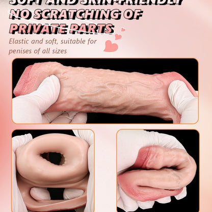 Bareskiin Realistic Penis Sleeve - Flesh-Like Silicone Cock Sheath Extender for Men Gay