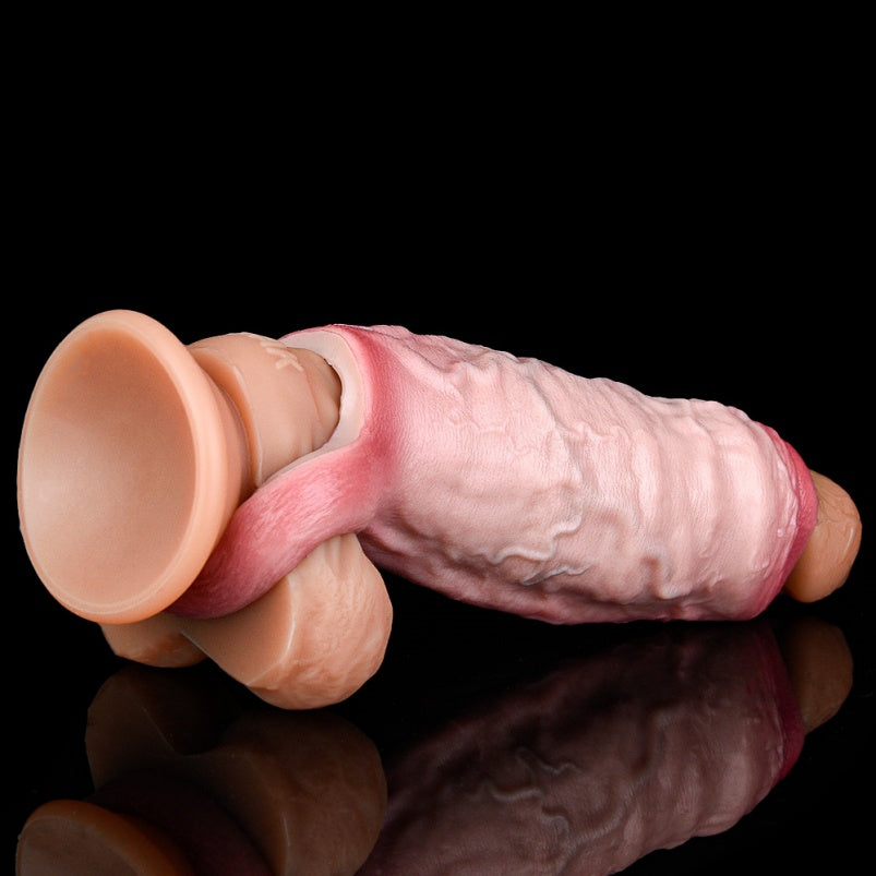 Bareskiin Realistic Penis Sleeve - Flesh-Like Silicone Cock Sheath Extender for Men Gay