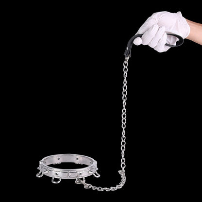 Fessel-Set aus Edelstahl mit Traktionshalsband – BDSM-Kontroll-Sexspielzeug für erotische Spiele für Paare