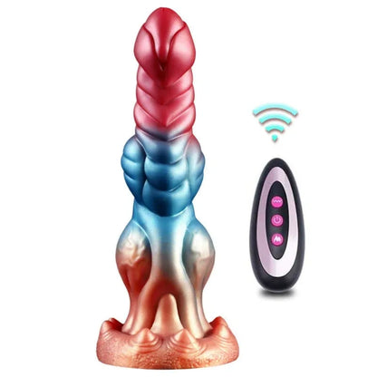 Einführbarer, stoßender Fantasy Dragon Dildo-Buttplug – Präzises G-Punkt-Vibration-Sexspielzeug