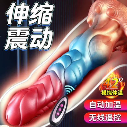 Einführbarer, stoßender Fantasy Dragon Dildo-Buttplug – Präzises G-Punkt-Vibration-Sexspielzeug