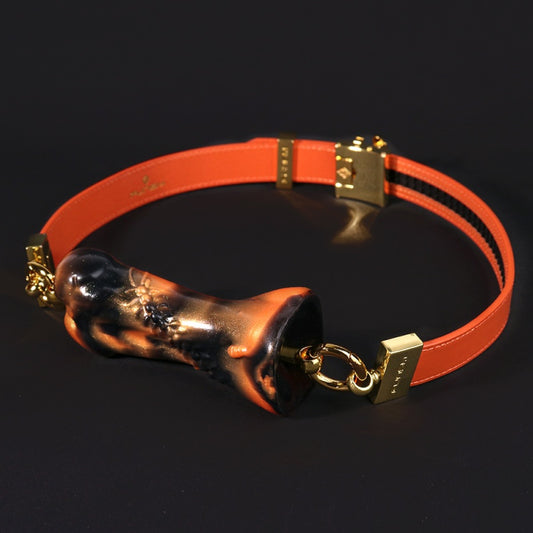 Ensemble de bâillons de bondage en os orange encre - Jouets sexuels oraux fantaisie pour femmes et hommes