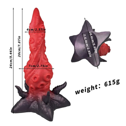 Blood-Red Tentacle Silicone Fantasy Dildo Butt Plug – Strap On Insertable Vaginal Sex Toys