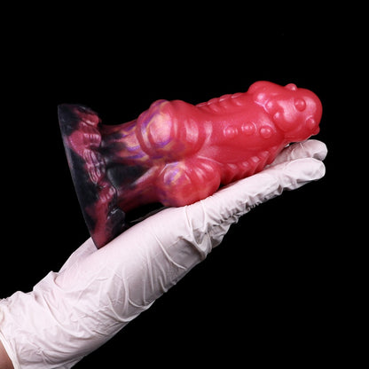 Fantasy Spiked Dragon Dildo Butt Plug – Blood Red Silicone Expansion Sex Toys