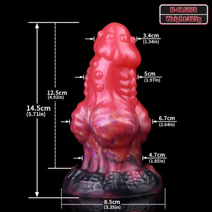 Fantasy Spiked Dragon Dildo Butt Plug – Blood Red Silicone Expansion Sex Toys