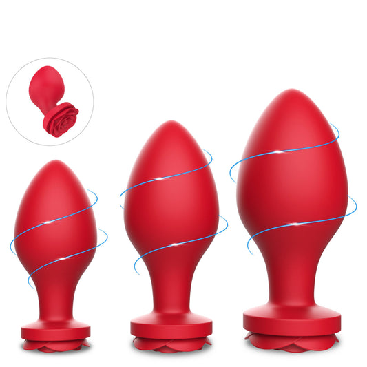 Rose Shape Silicone Anal Plug - Vibrating Butt Plug Female Sex Toy