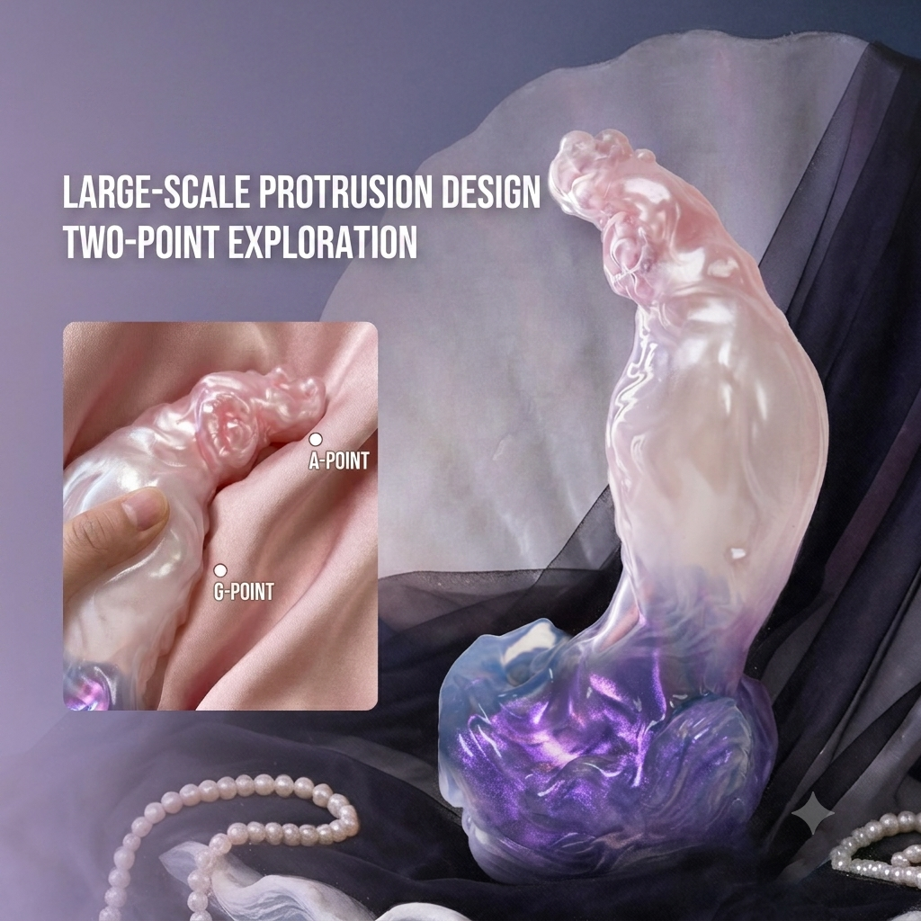 Fantasy Silicone Creature Cock for Deep Internal Stimulation - Curved Alien Dildo with G-Spot Targeting Arc & Large Particle Texture