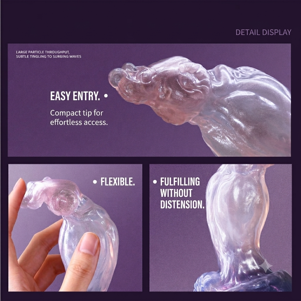 Fantasy Silicone Creature Cock for Deep Internal Stimulation - Curved Alien Dildo with G-Spot Targeting Arc & Large Particle Texture