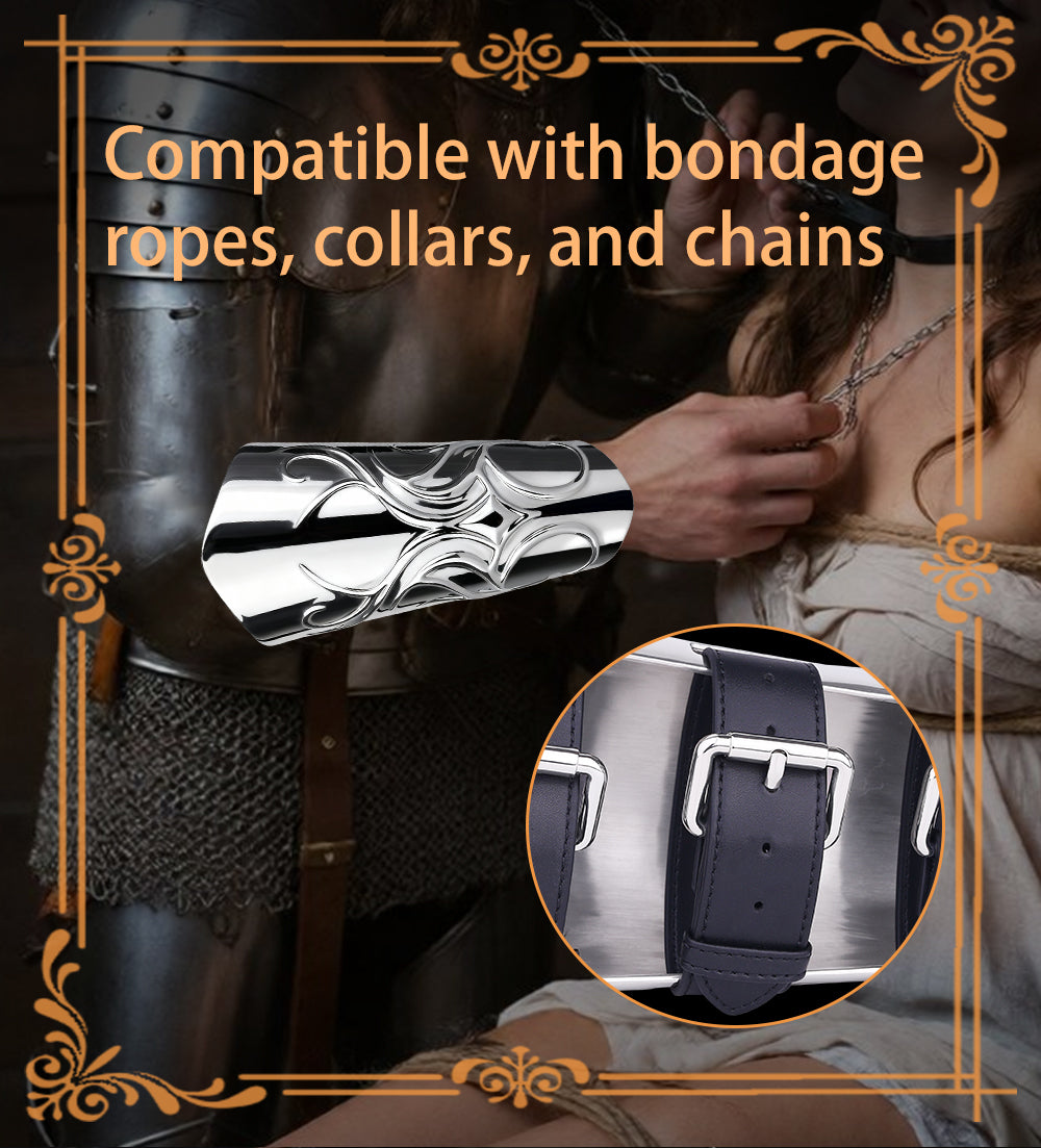 Medieval 304 Stainless Steel Bracers – Heavy Metal Arm Armor for BDSM Bondage & Roleplay