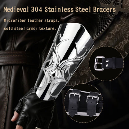 Medieval 304 Stainless Steel Bracers – Heavy Metal Arm Armor for BDSM Bondage & Roleplay