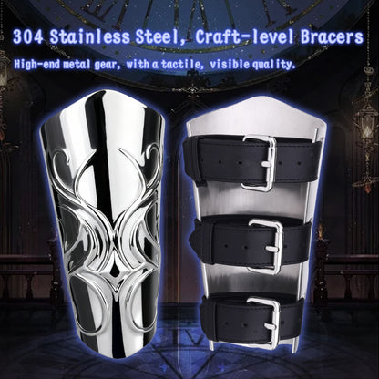 Medieval 304 Stainless Steel Bracers – Heavy Metal Arm Armor for BDSM Bondage & Roleplay
