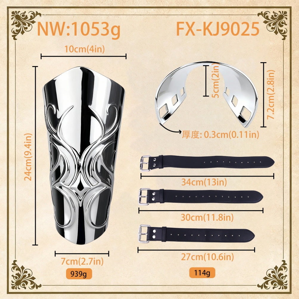 Medieval 304 Stainless Steel Bracers – Heavy Metal Arm Armor for BDSM Bondage & Roleplay