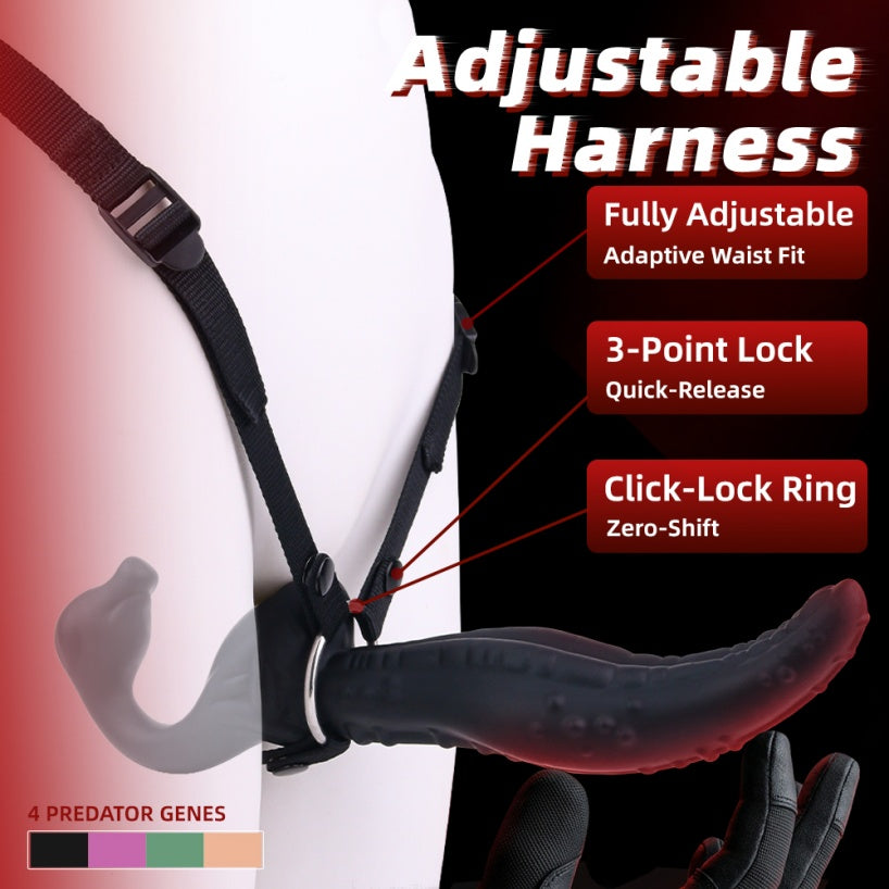 Double-Headed Vibrating Monster Dildo Strap-On – Platinum Silicone G-Spot Toy for Lesbian Couples
