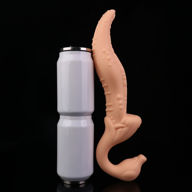 Double-Headed Vibrating Monster Dildo Strap-On – Platinum Silicone G-Spot Toy for Lesbian Couples