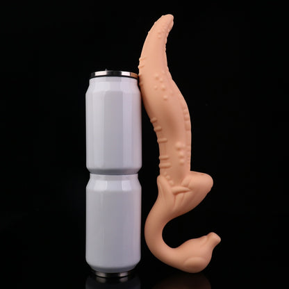 Double-Headed Vibrating Monster Dildo Strap-On – Platinum Silicone G-Spot Toy for Lesbian Couples
