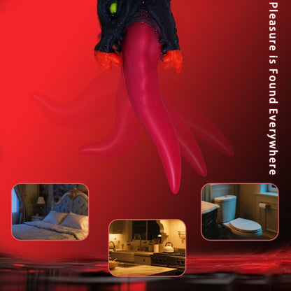 Gode d'insertion tête de dragon fantaisie – Jouet de stimulation du point G en silicone rouge sang