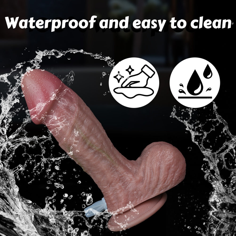Dual-Layer Flesh Silicone Fake Cum Dildo - Realistic Strap-On for Lesbian Sex Toys
