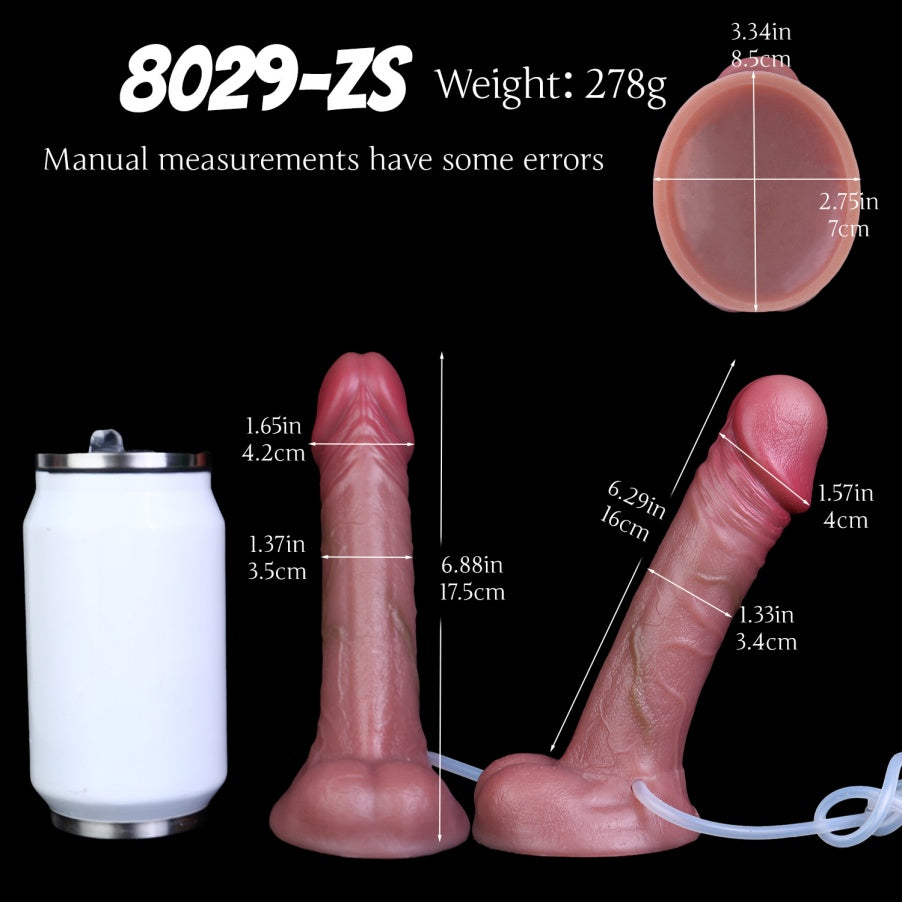 Realistischer Spritz-Dildo – Dual-Density Platin-Silikon Strap-on mit Saugnapf