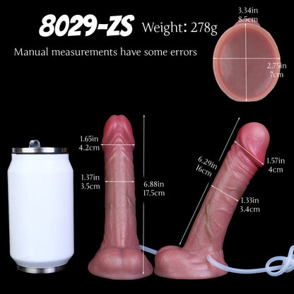 Realistischer Spritz-Dildo – Dual-Density Platin-Silikon Strap-on mit Saugnapf