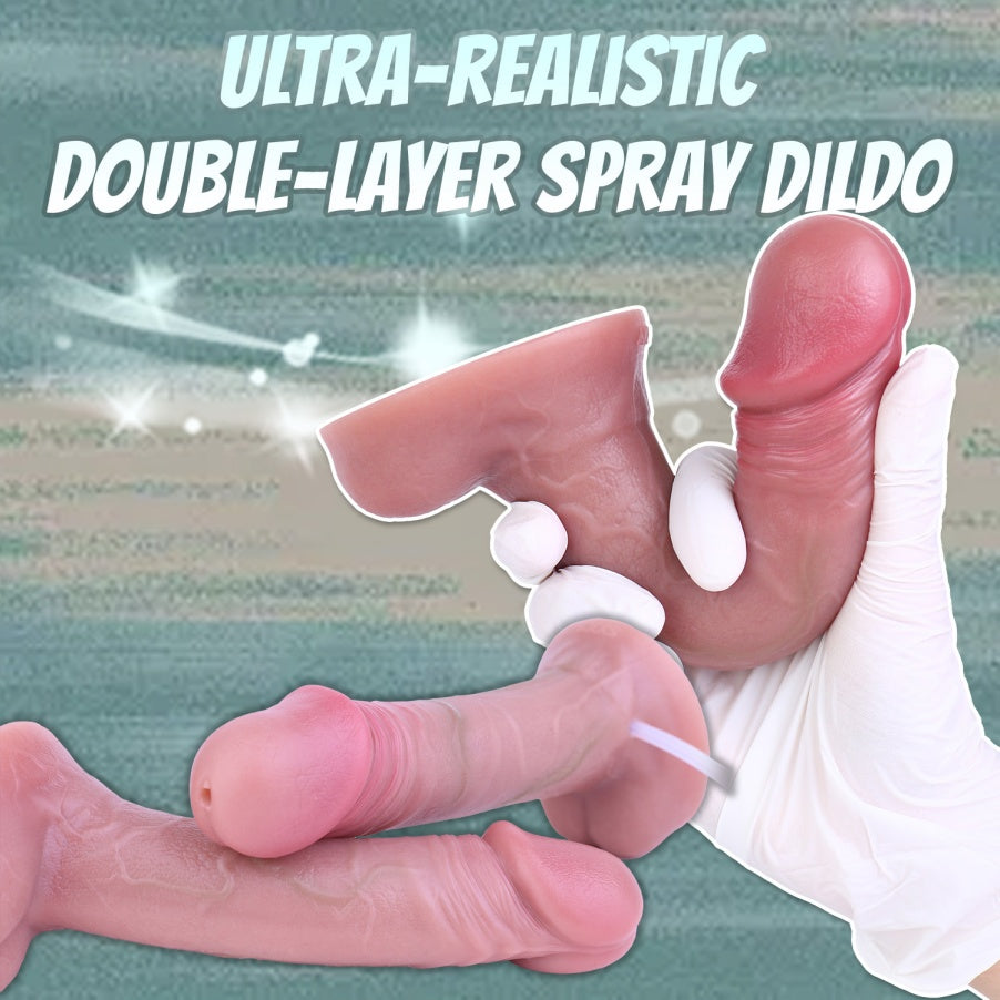 Realistischer Spritz-Dildo – Dual-Density Platin-Silikon Strap-on mit Saugnapf
