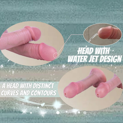 Realistischer Spritz-Dildo – Dual-Density Platin-Silikon Strap-on mit Saugnapf