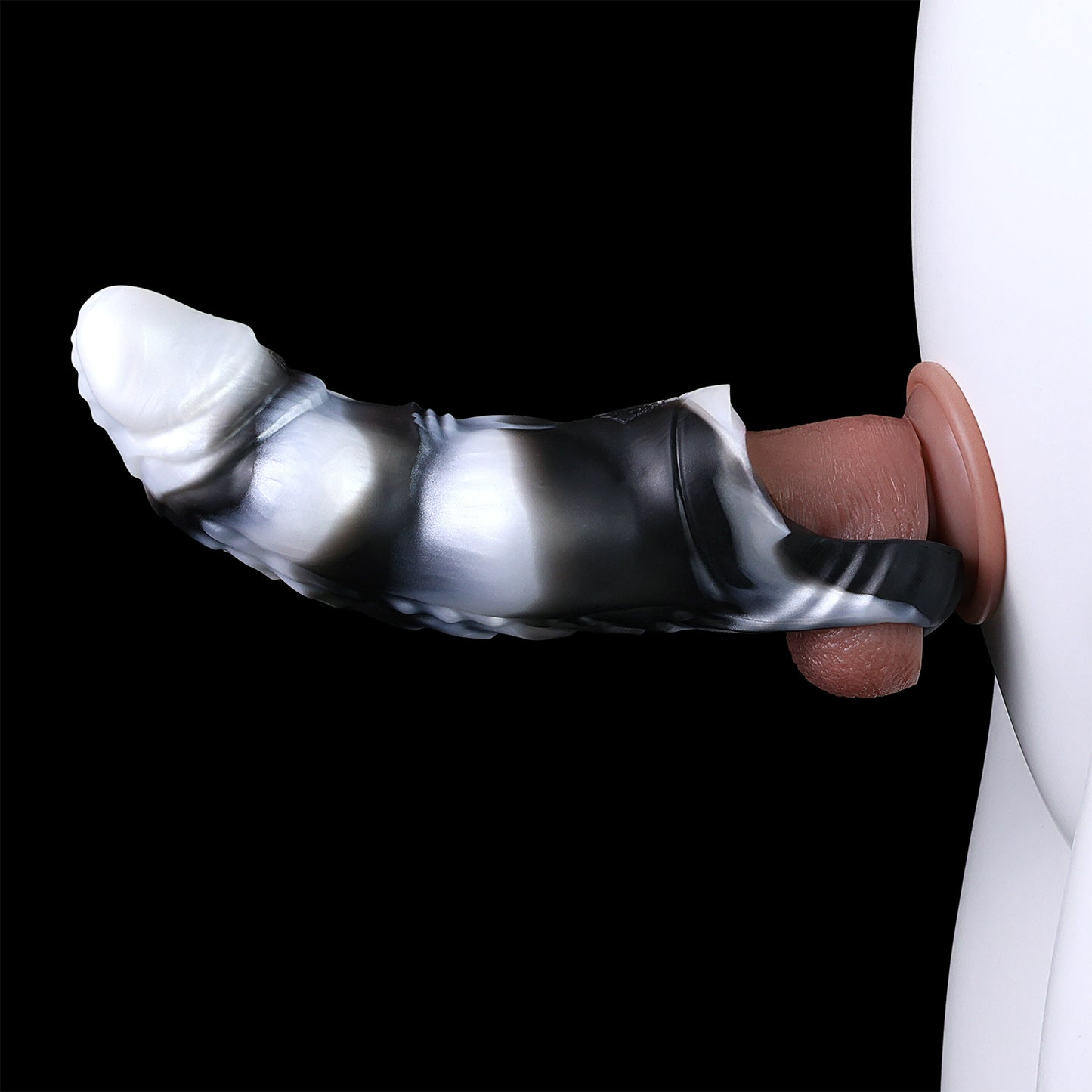 Dragon Scale Vibrating Cock Sleeve – Platinum Silicone Fantasy Penis Sleeve