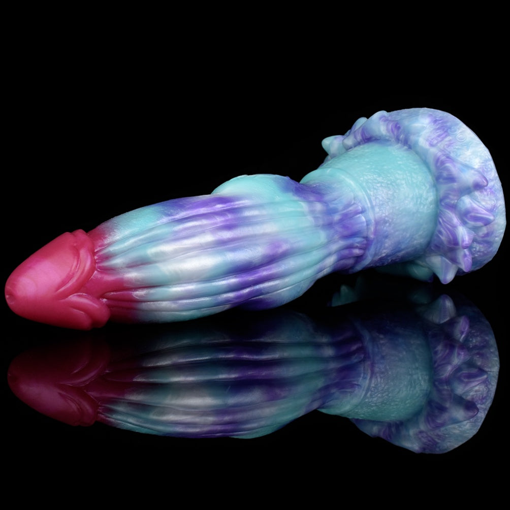 Deep Blue Drachen Dildo mit Verriegelungsknoten – Platin Silikon Fantasy G-Punkt & Anal Toy | Domlust
