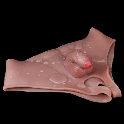 Platin-Silikon tragbarer Dildo Höschen mit Vaginalöffnung — Realistische Klitoris & Dual-Entry Design