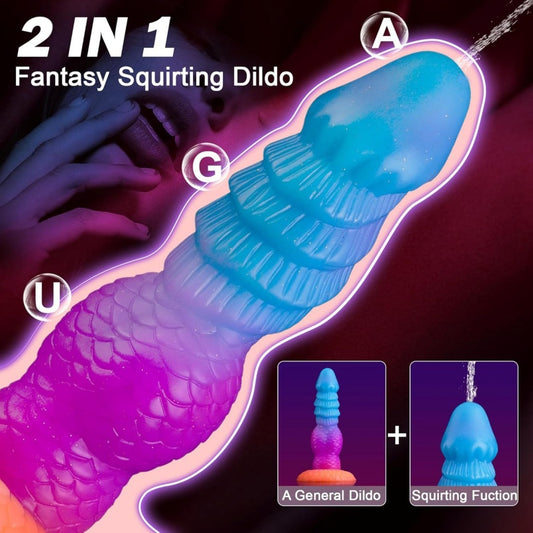 Realistic Fake Cum Fantasy Dragon Scale Silicone Dildo - Spiral Insertable Triple-Point Sex Toys