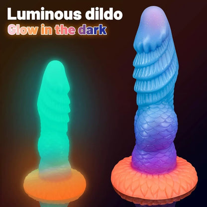 Realistic Fake Cum Fantasy Dragon Scale Silicone Dildo - Spiral Insertable Triple-Point Sex Toys