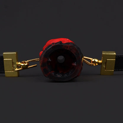 Bâillon-bouche Yukina Fantasy - Bâillon-boule en silicone rose rouge et noir, cuir, jouets sexuels BDSM coquins