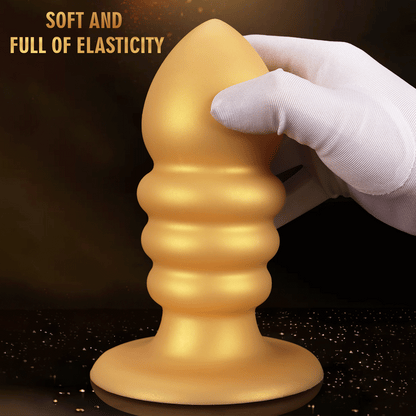 Golden Spiral Fantasy Anal Butt Plug &amp; Fist Dildo – Silikon-Expansionsspielzeug mit Saugnapf