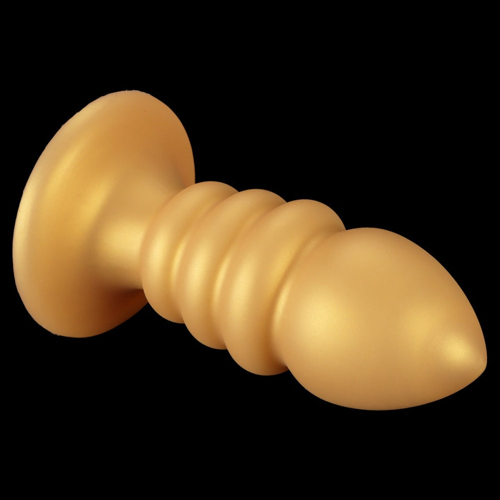 Golden Spiral Fantasy Anal Butt Plug &amp; Fist Dildo – Silikon-Expansionsspielzeug mit Saugnapf