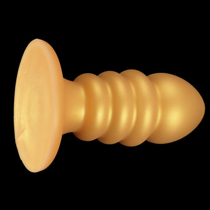 Golden Spiral Fantasy Anal Butt Plug &amp; Fist Dildo – Silikon-Expansionsspielzeug mit Saugnapf