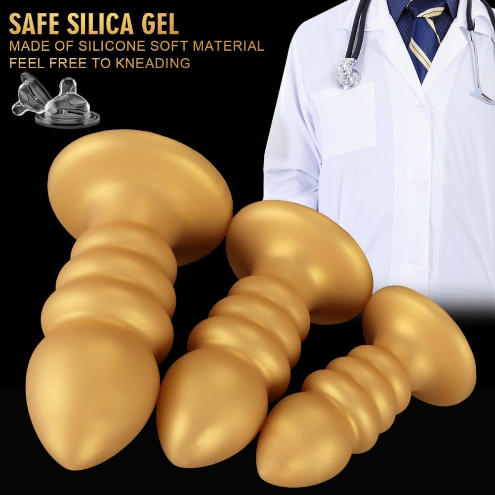 Golden Spiral Fantasy Anal Butt Plug &amp; Fist Dildo – Silikon-Expansionsspielzeug mit Saugnapf