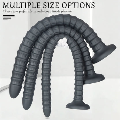 Extra Long Spiral Ribbed Dildo — Deep Penetration Fantasy Toy for Intense Vaginal Stimulation