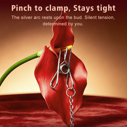 Drape Chain Collar Nipple Clamps with Heart Pendant — BDSM Bondage Nipple Stimulator Set