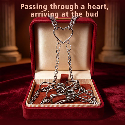 Drape Chain Collar Nipple Clamps with Heart Pendant — BDSM Bondage Nipple Stimulator Set