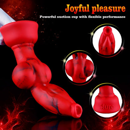 Gode réaliste en silicone rouge sang pour chien – Gonflement ciblé pour un plaisir d'expansion vaginale
