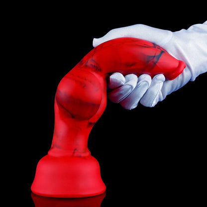 Gode réaliste en silicone rouge sang pour chien – Gonflement ciblé pour un plaisir d'expansion vaginale