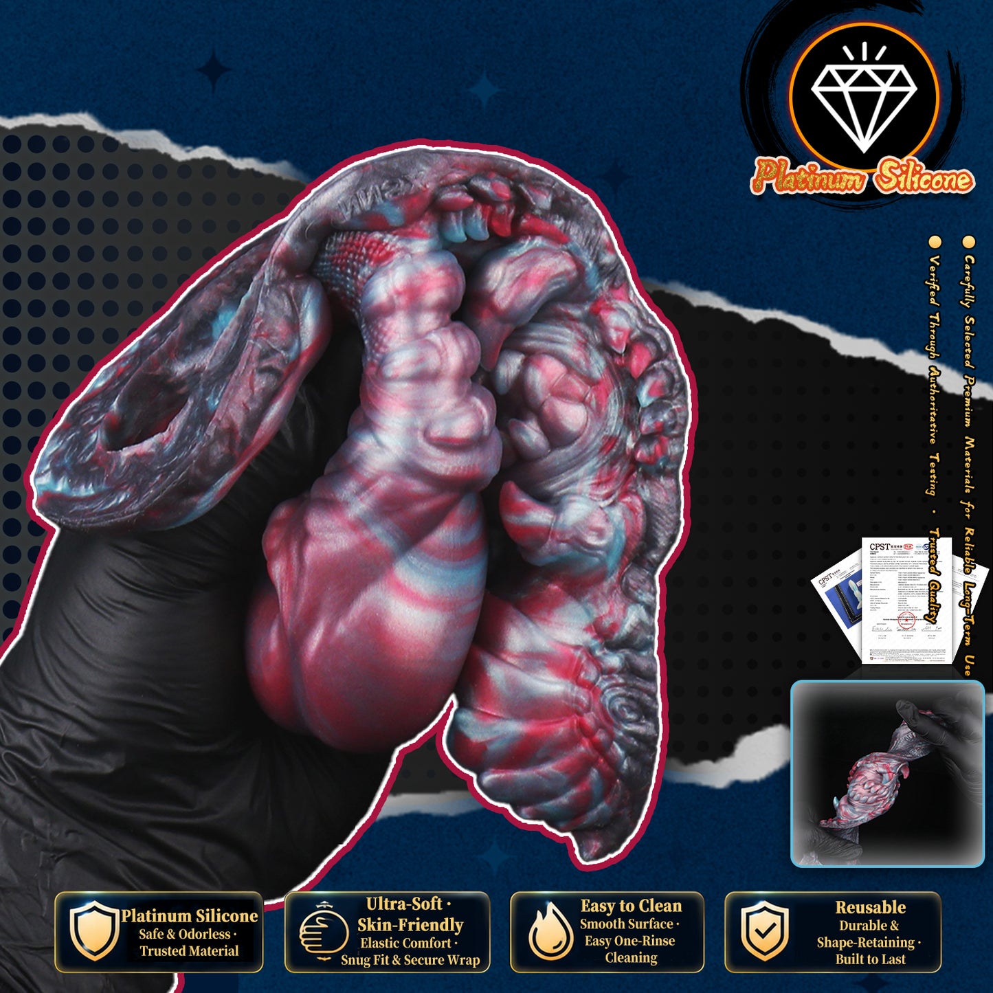 Rallonge pénienne fantaisie pour couples "Canine Knot Beast Cock Sleeve with Grinding Plate"