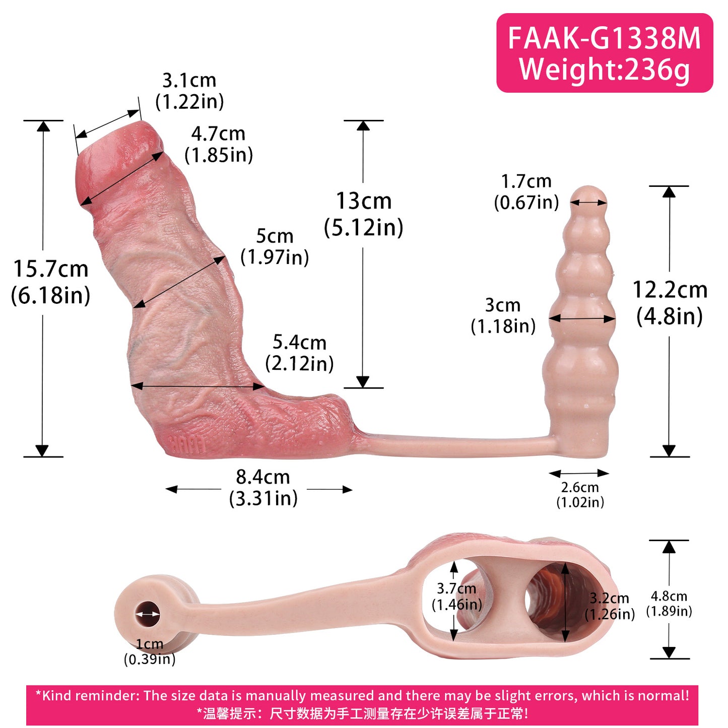 Realistischer Cock-Sleeve mit vibrierendem Analdildo — 2-in-1 Silikon-Peniserweiterer & Prostata-Massagegerät für Männer