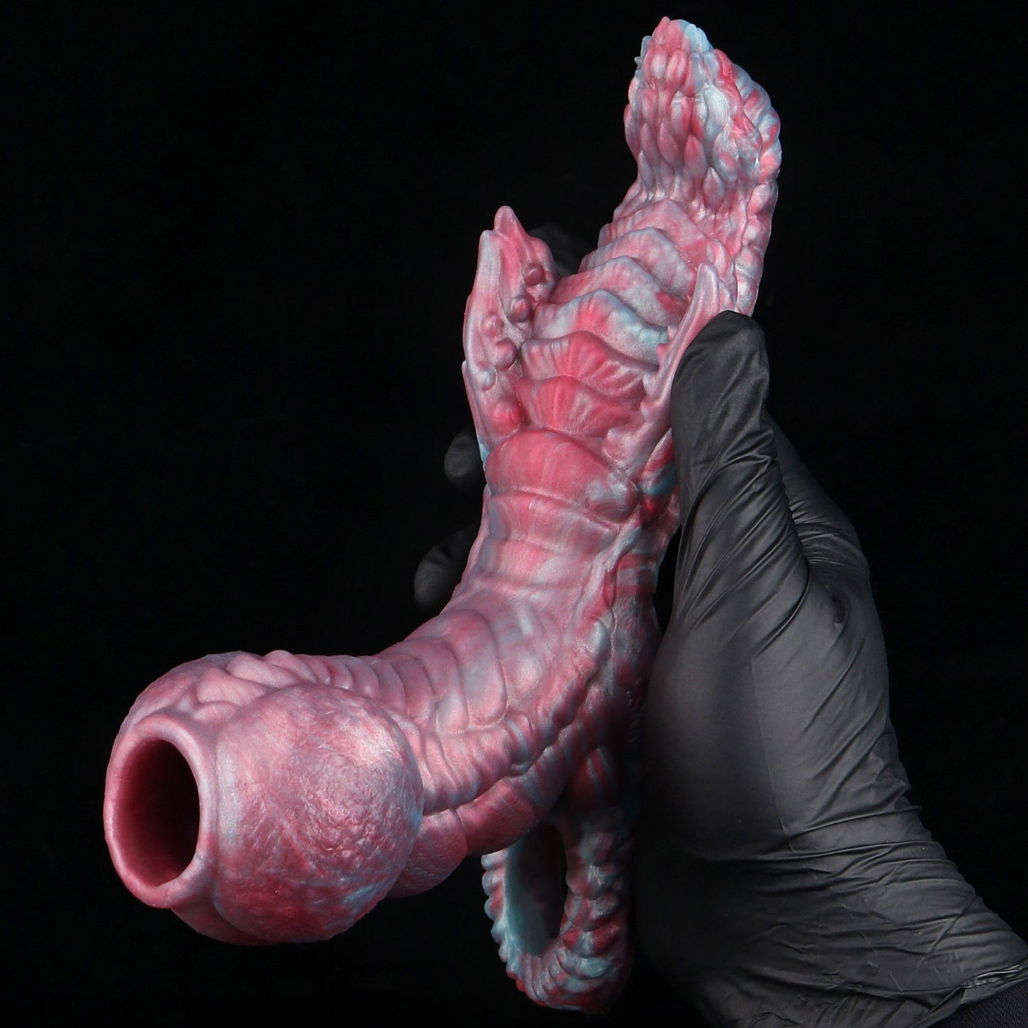 Manchon de pénis « Créature fantastique » avec stimulateur à friction – Rallonge de pénis 2-en-1 en silicone platine pour les couples