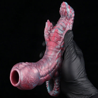 Manchon de pénis « Créature fantastique » avec stimulateur à friction – Rallonge de pénis 2-en-1 en silicone platine pour les couples